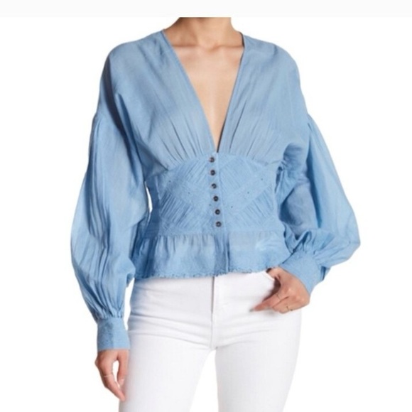 NWT Free People / True Color Bubble Sleeve Blouse - Picture 1 of 7